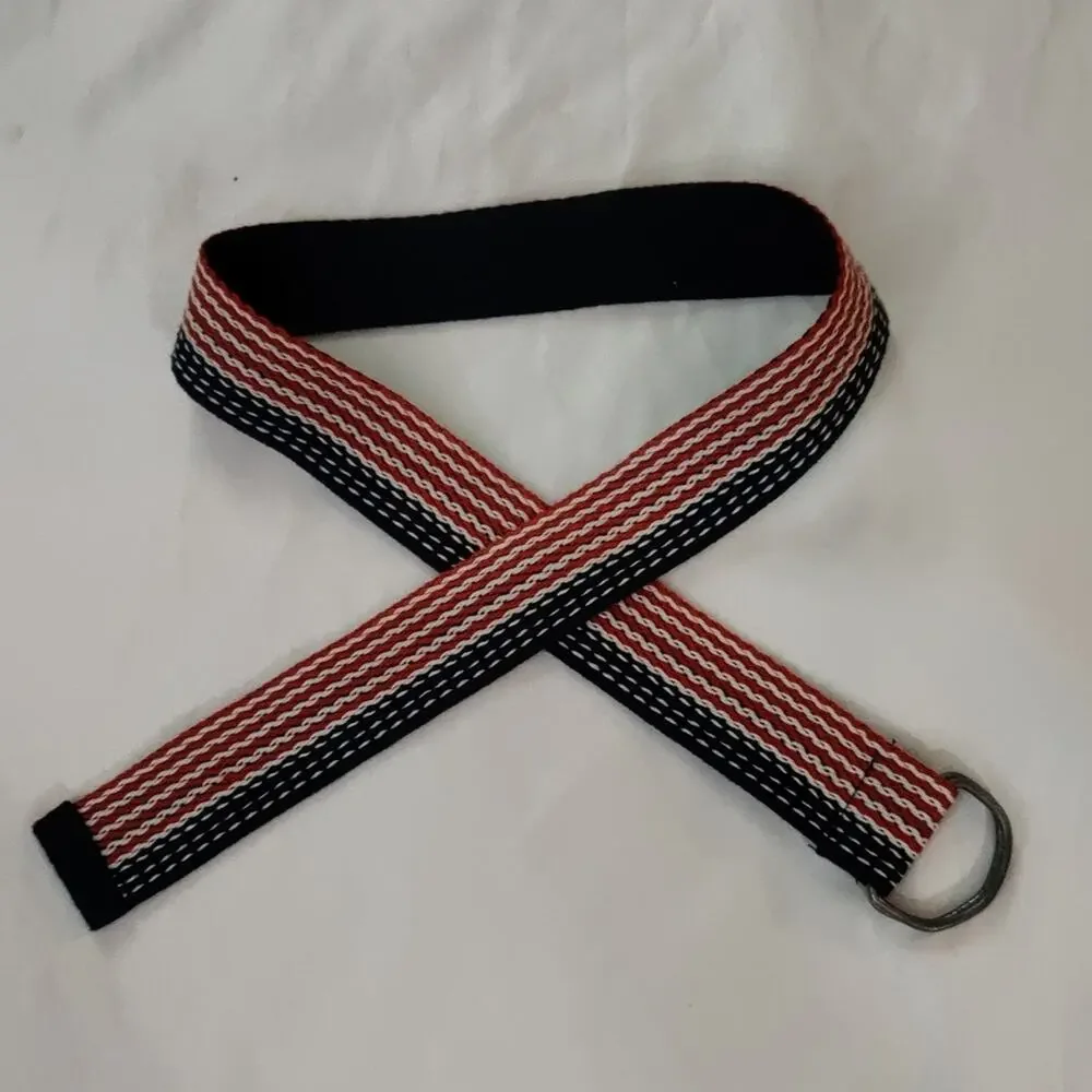 Red/White/Blue Woven Fabric Belt O/S Holiday Patriotic Classic Preppy Americana